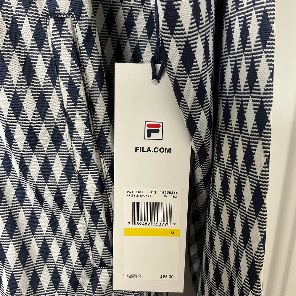 Fila Zip Front Diamond Print Jersey Jacket Size‎ Medium New